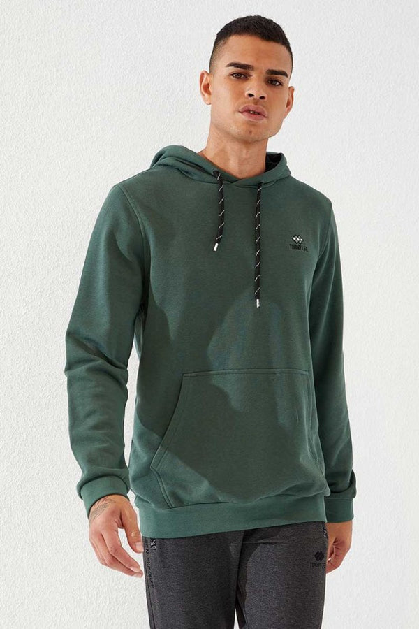 TOMMYLIFE Men's Standard Fit Hooded With Classic Kangaroo Pocket